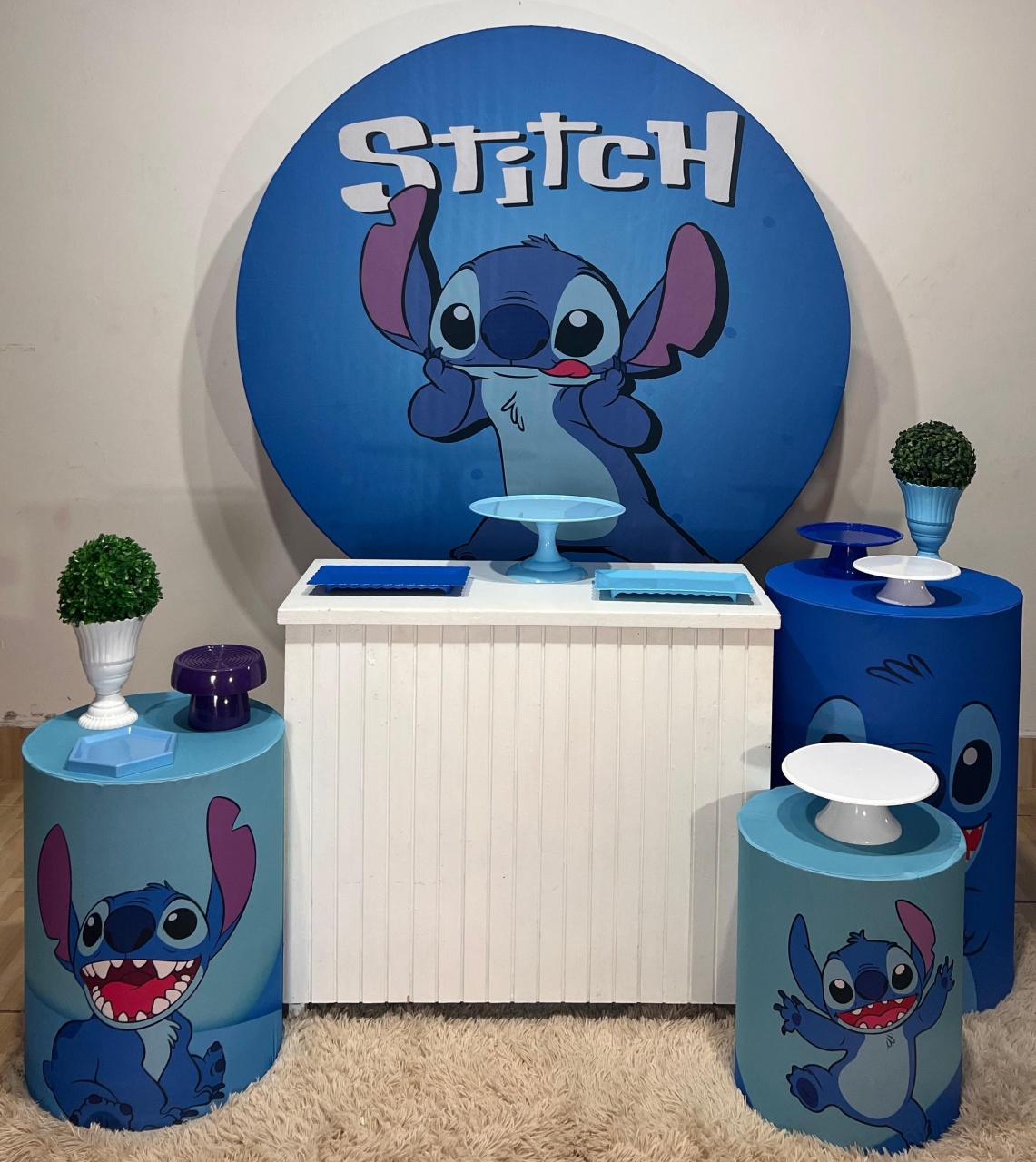 Kit Prata Stitch Azul  - Mila e Dry Decora e Loca 