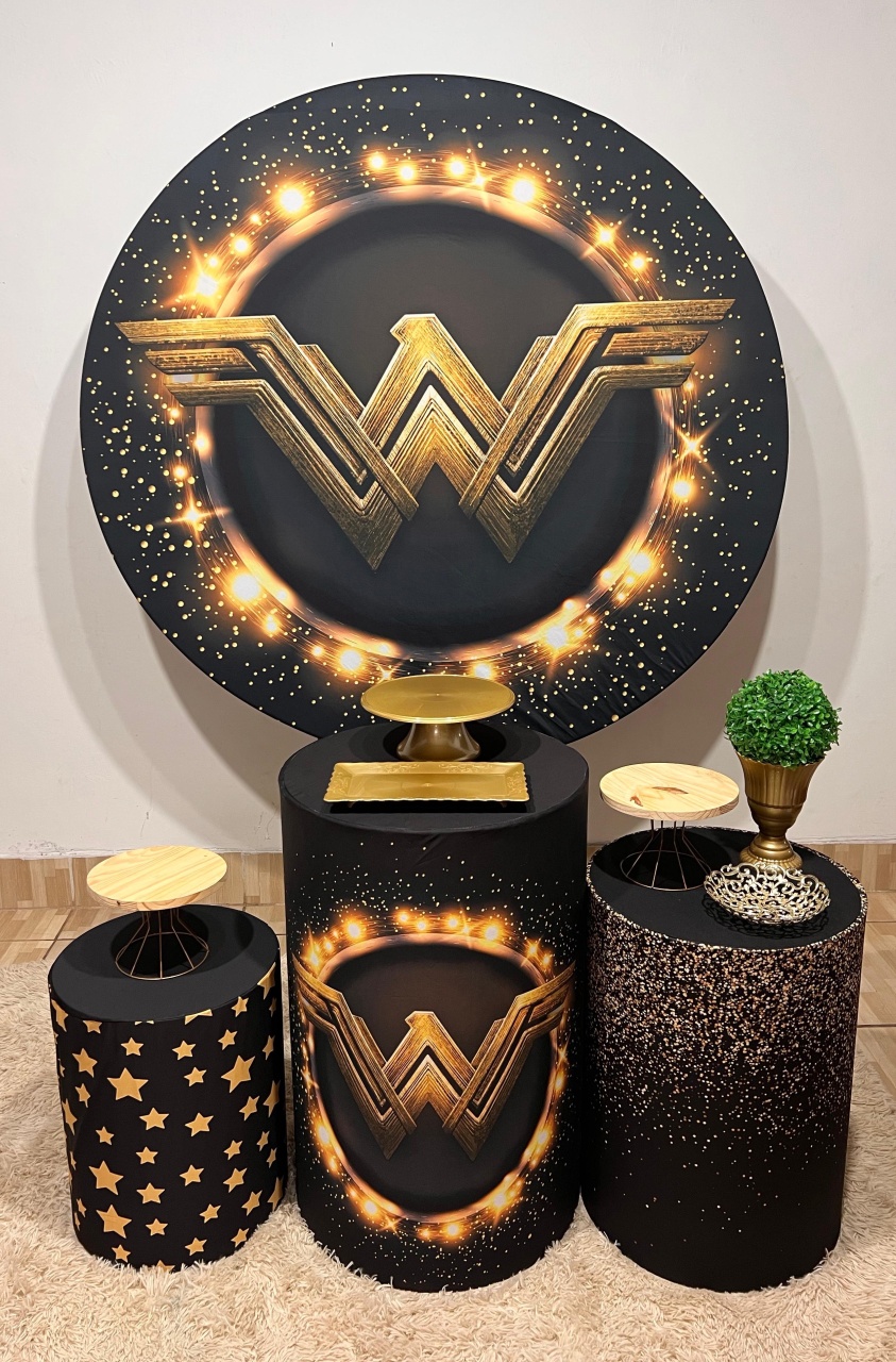 Mulher Maravilha Preto Kit Bronze - Mila e Dry Decora e Loca 
