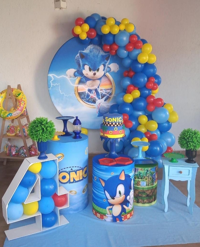 Sonic 4 Balão Chão Decoração - Mila e Dry Decora e Loca 