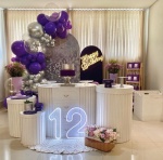 Decoração Roxa Lilás,Prata 12 Anos - imagem 2
