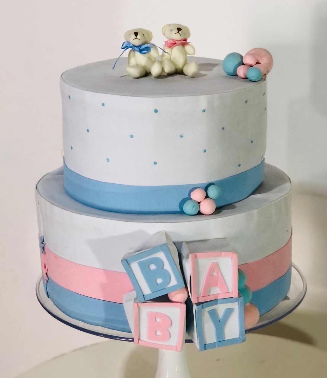 Bolo Chá Revelação Azul E Rosa - Mila e Dry Decora e Loca 