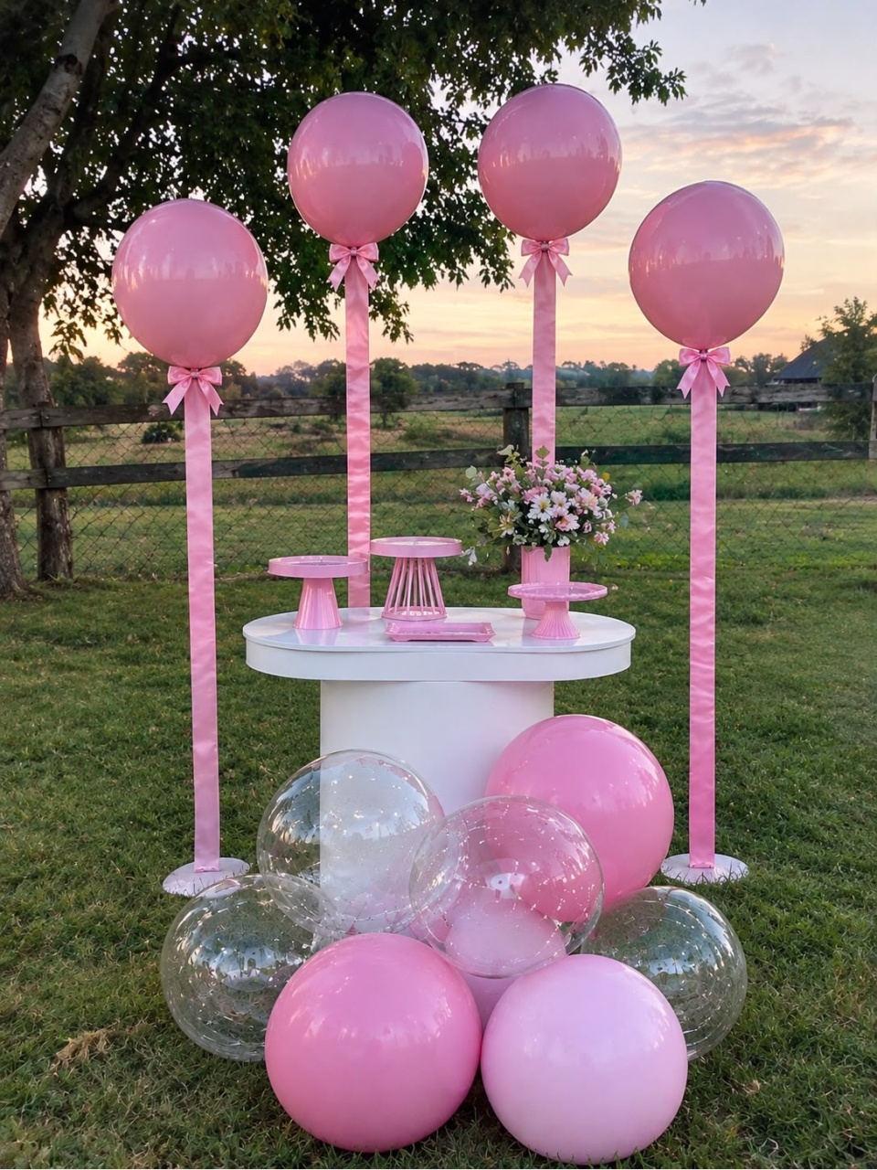 Chá de Bebe Rosa Bubble Vareta - Sandy Festy
