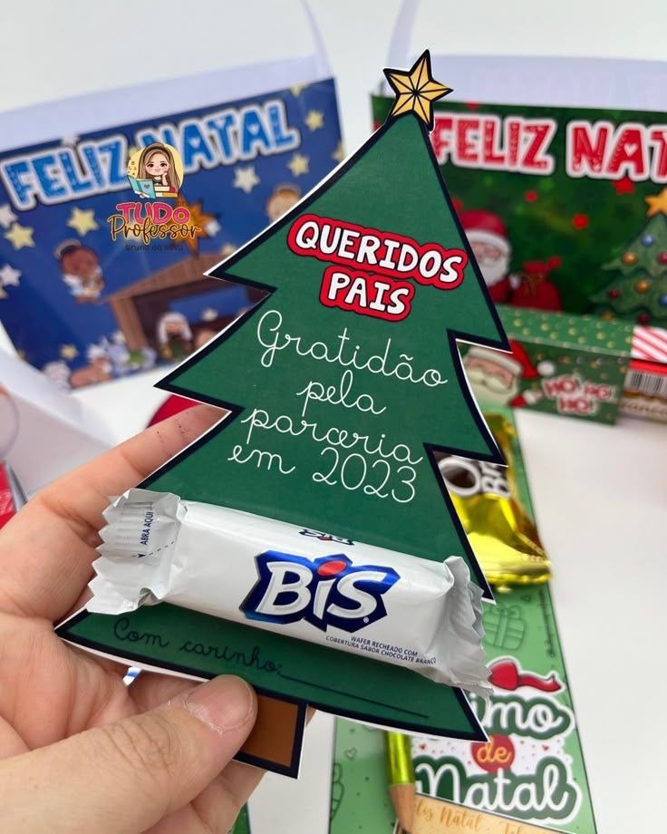 20 Personalizado Cartão de Natl C/Chocolate - Sandy Festy