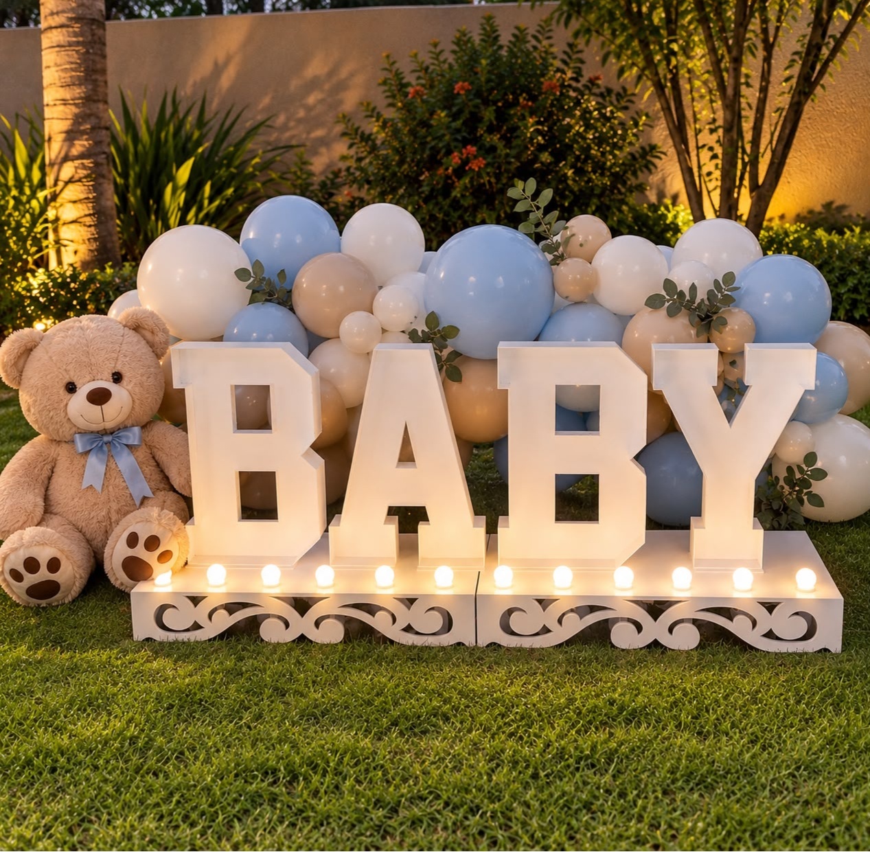 Letreiro Baby 80Cm Branco C/ Palco Com Luz - Sandy Festy