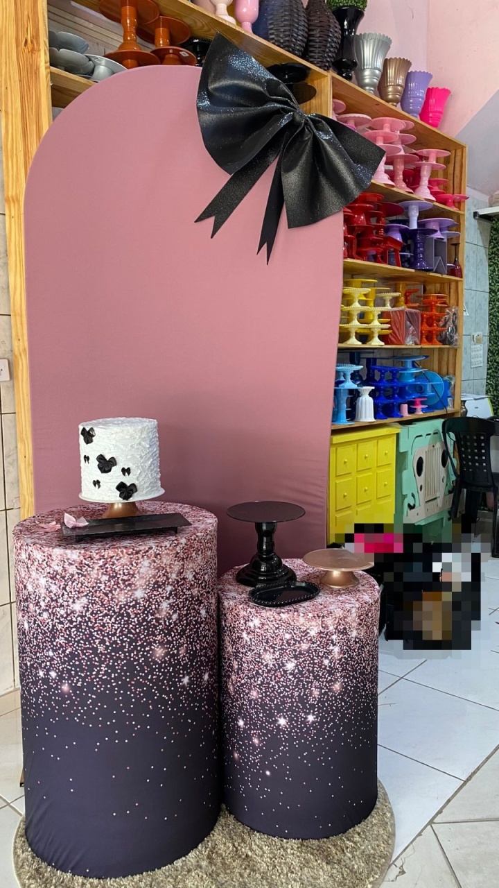 Laço Rosa E Preto - Sandy Festy