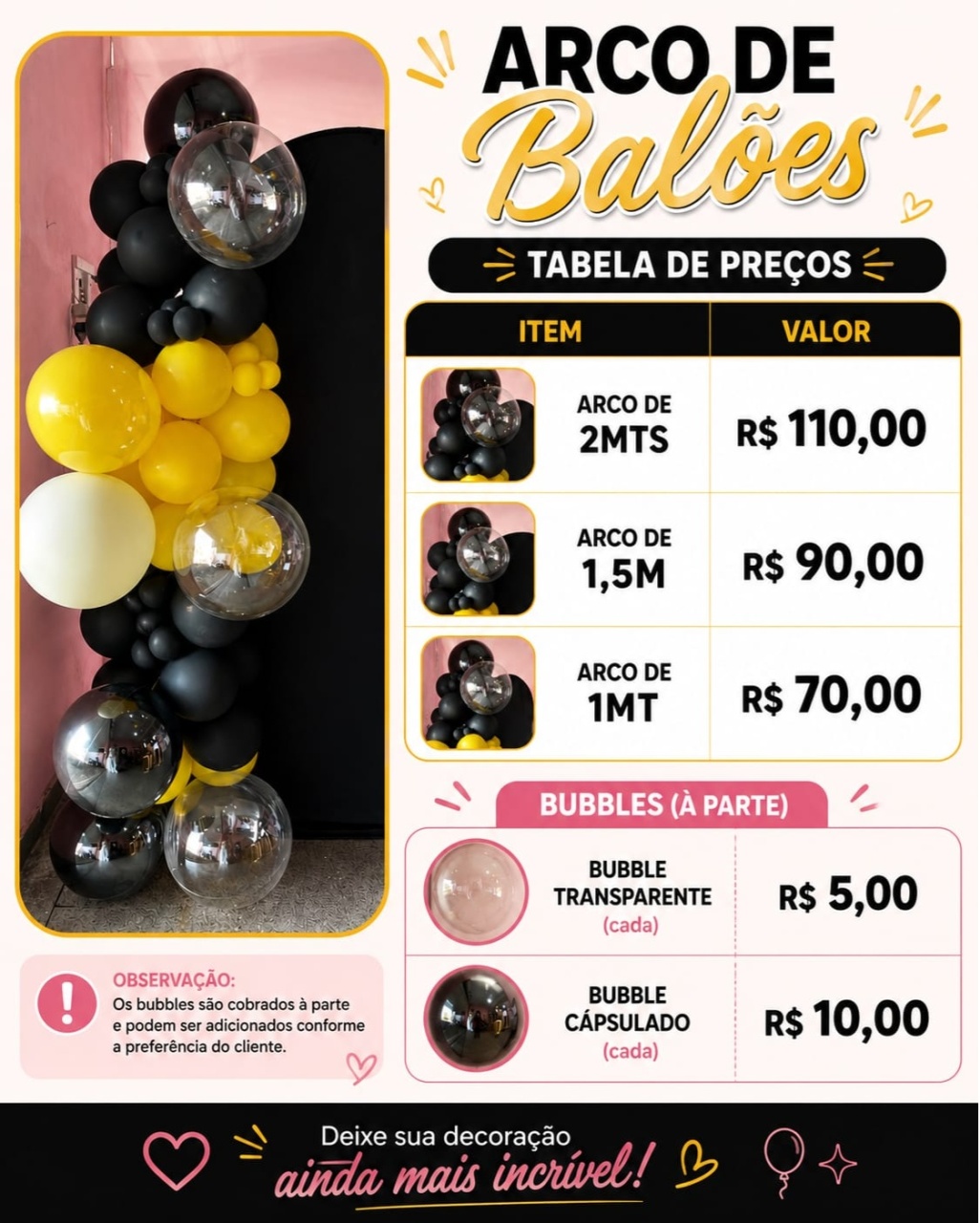 Arco Tabela C/ Bubble - Sandy Festy