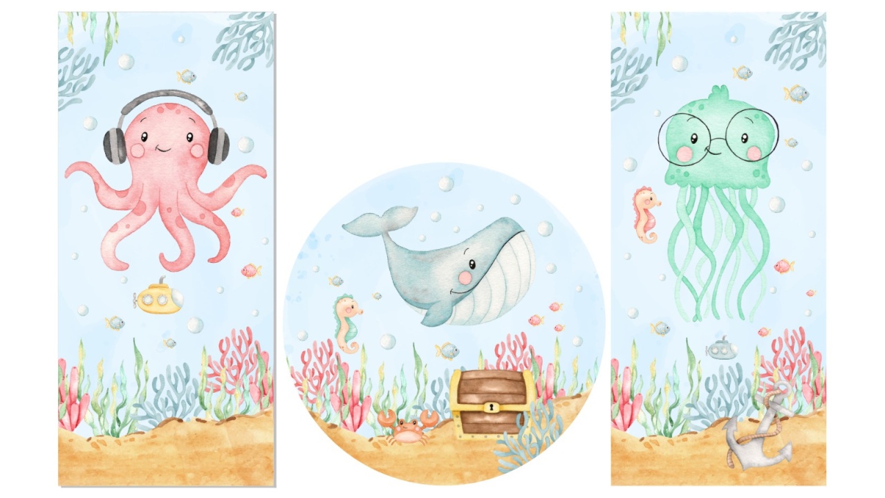 Fundo Do Mar Aquarelado Trio  - Fabricando Festa Por RFProvençais
