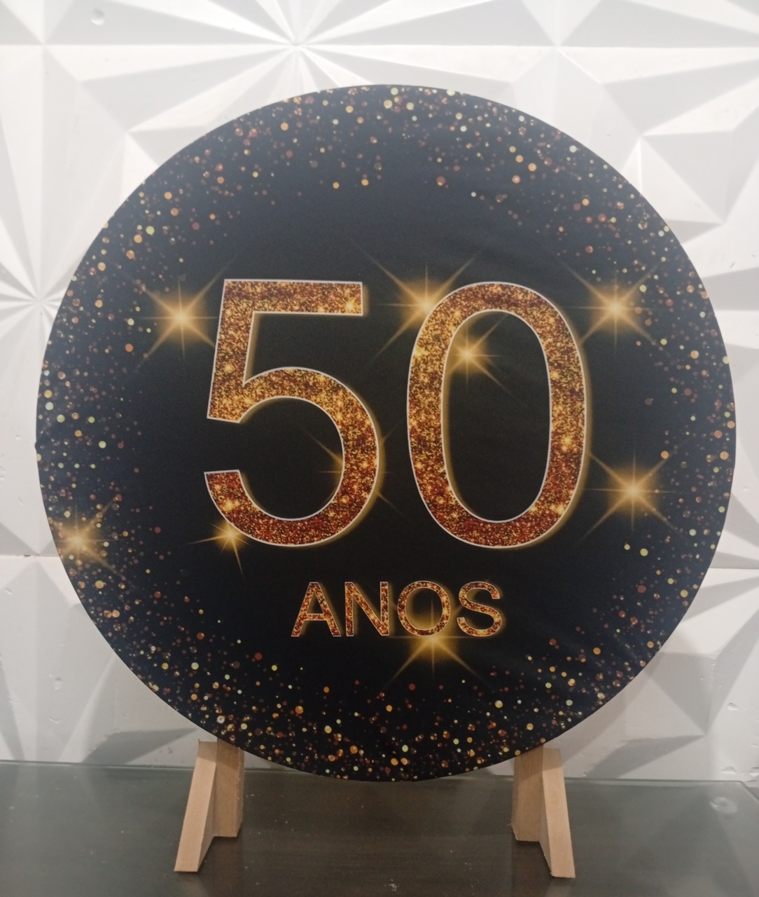 Painel 50 Anos Preto Com Dourado 50Cm   - Fabricando Festa Por RFProvençais