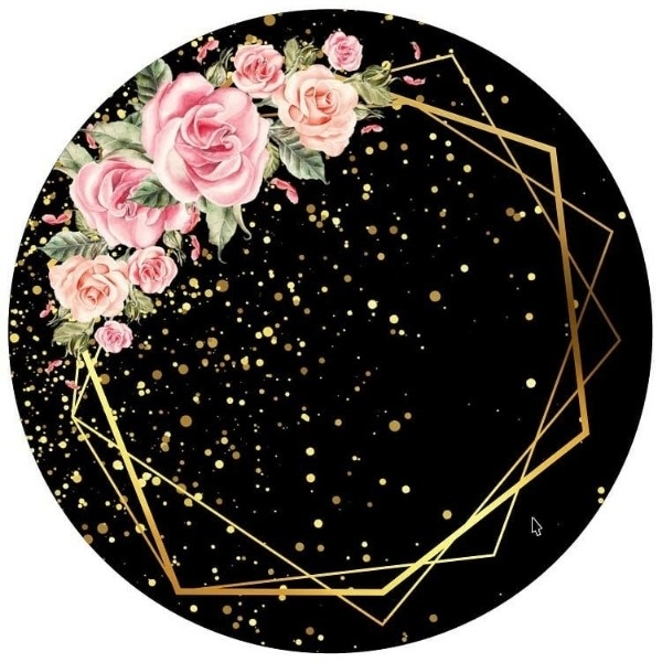 Preto Glitter Com Flores 1.50M - Fabricando Festa Por RFProvençais