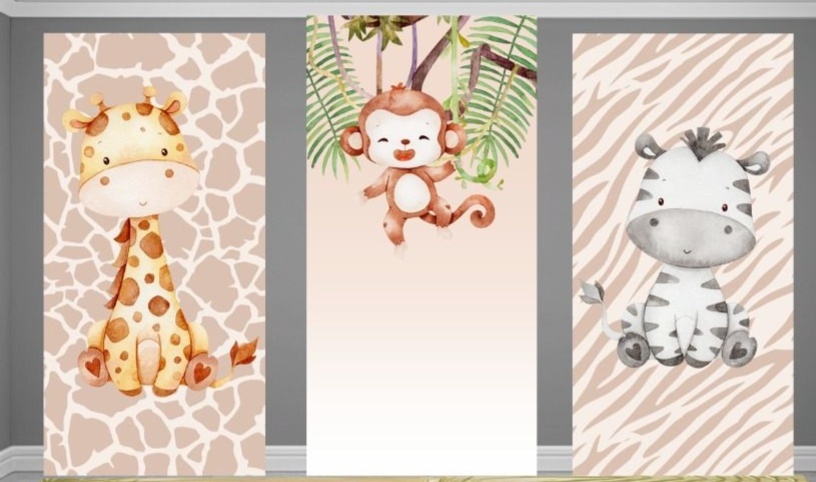 Painel Safari Baby Aquarelado Trio - Fabricando Festa Por RFProvençais