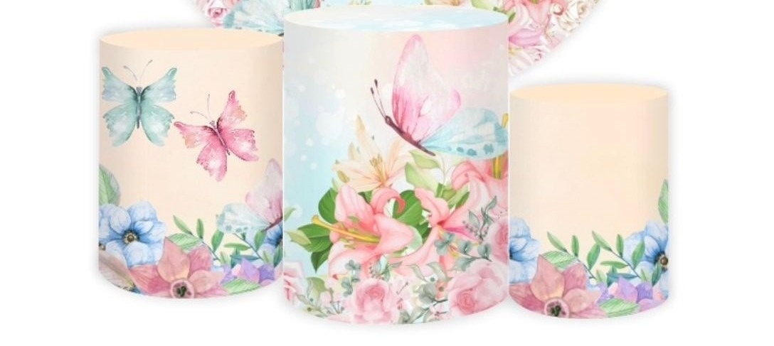Jardim Borboletas Cilindros  - Fabricando Festa Por RFProvençais