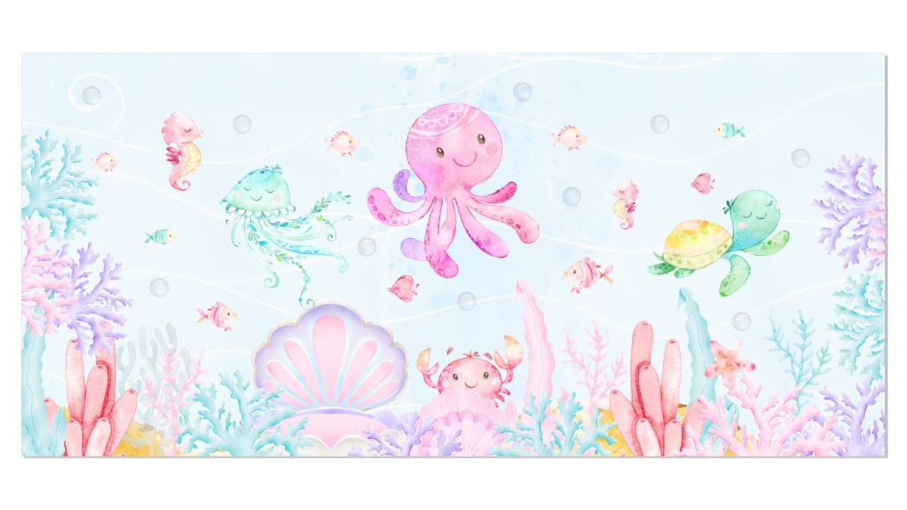 Fundo Do Mar Aquarelado Menina 5M   - Fabricando Festa Por RFProvençais