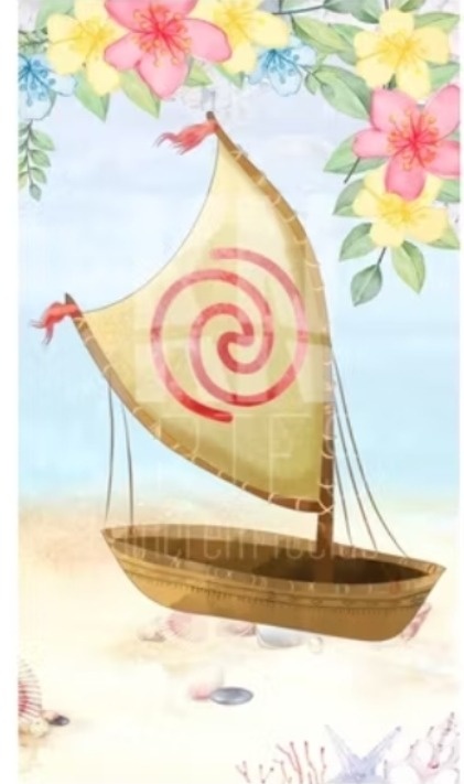 Moana Adulta Vertical Barco - Fabricando Festa Por RFProvençais