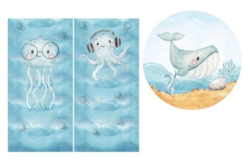 Fundo Do Mar Aquarelado Trio Fundo Azul - Fabricando Festa Por RFProvençais
