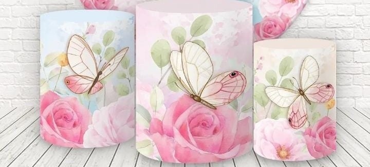 Jardim das Borboletas  Cilindros - Fabricando Festa Por RFProvençais