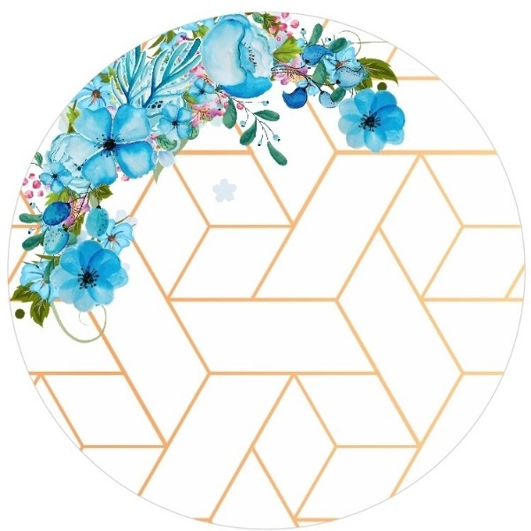 Geométrico Azul Com Flores - Fabricando Festa Por RFProvençais
