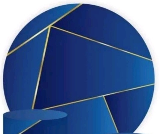 Azul Geométrico Redondo 1.50M - Fabricando Festa Por RFProvençais