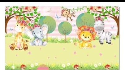Painel Safari Baby Rosa - Fabricando Festa Por RFProvençais