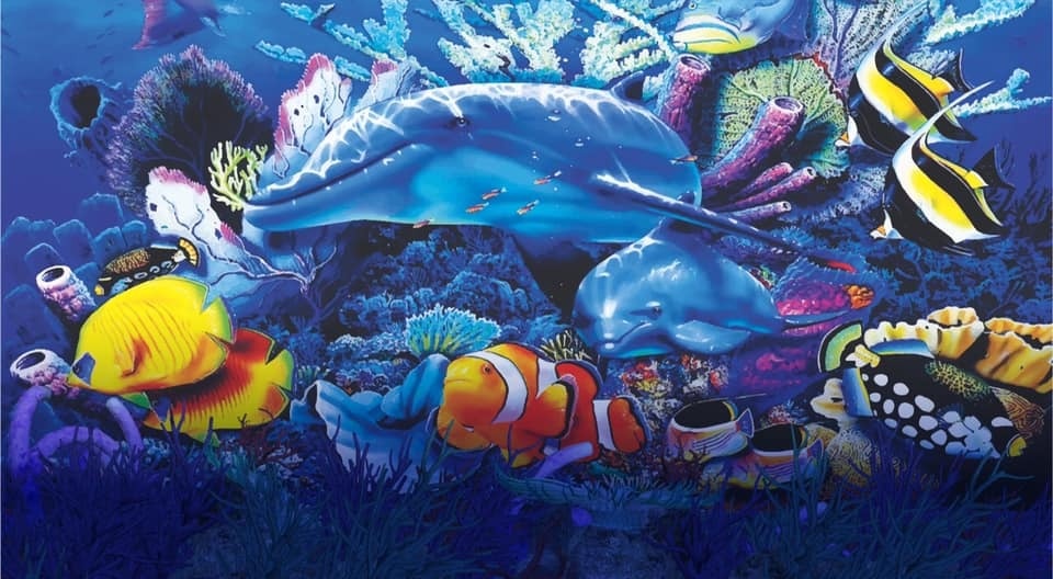 Fundo Domar Cor Forte Golfinho 5M  - Fabricando Festa Por RFProvençais