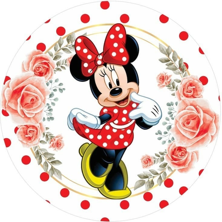 Minnie Vermelha (Fundo Branco E Póa Vermelho)  - Fabricando Festa Por RFProvençais