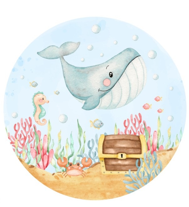 Fundo Do Mar Aquarelado Trio  1.50M   1 - Fabricando Festa Por RFProvençais