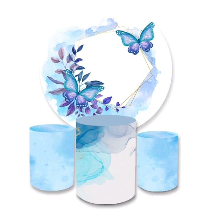 Borboleta Azul Com Flores Pegue E Monte - Fabricando Festa Por RFProvençais
