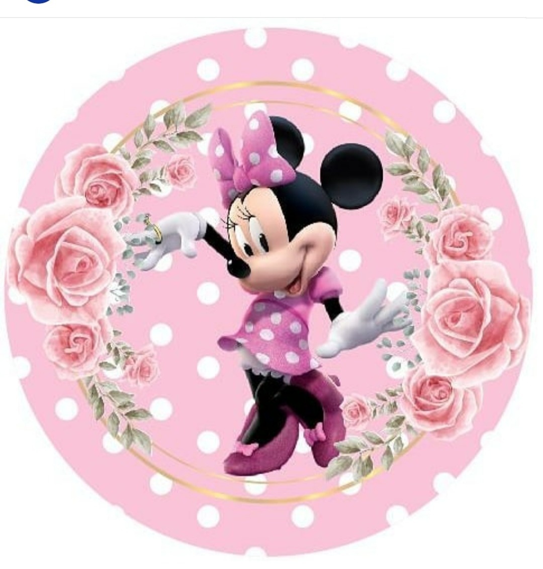 Minnie Rosa Fundo Branco Póa - Fabricando Festa Por RFProvençais