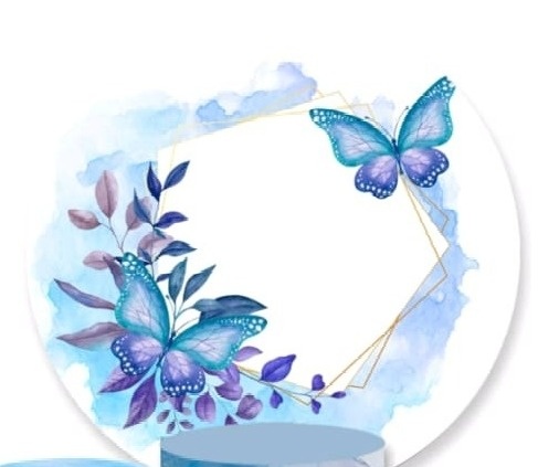 Borboleta Azul Com Flores 1.50M - Fabricando Festa Por RFProvençais