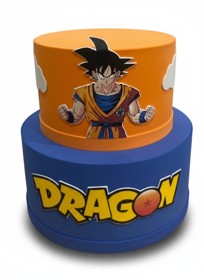 Bolo Fake - Dragon Ball Z - 2 Andares   - ARCO FEST - PEGUE E MONTE & DECORAÇÕES