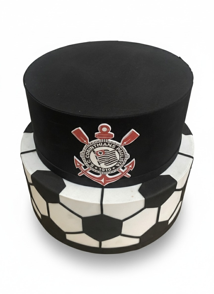 Bolo Fake - Time  Corinthians - 2 Andares  - ARCO FEST - PEGUE E MONTE & DECORAÇÕES