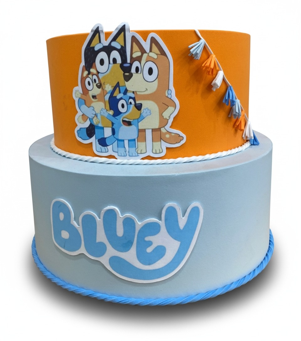 Bolo Fake - Bluey - 2 Andares - ARCO FEST - PEGUE E MONTE & DECORAÇÕES