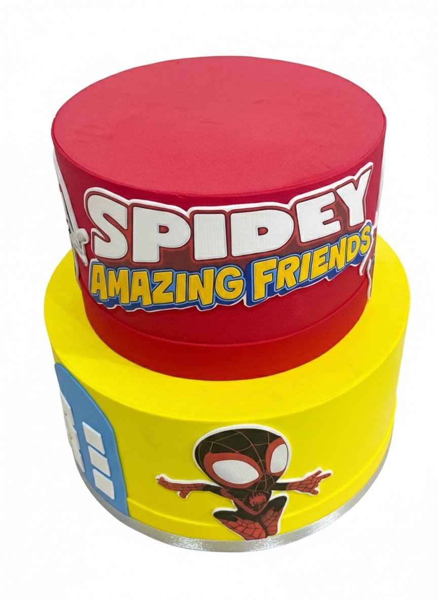 Bolo Fake - Spidey E Seus Amigos - 2 Andares  - ARCO FEST - PEGUE E MONTE & DECORAÇÕES