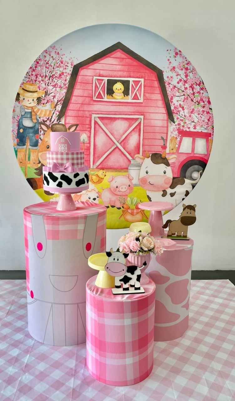 Kit Pegue E Monte - Fazendinha Rosa - Kit Alegra - ARCO FEST - PEGUE E MONTE & DECORAÇÕES