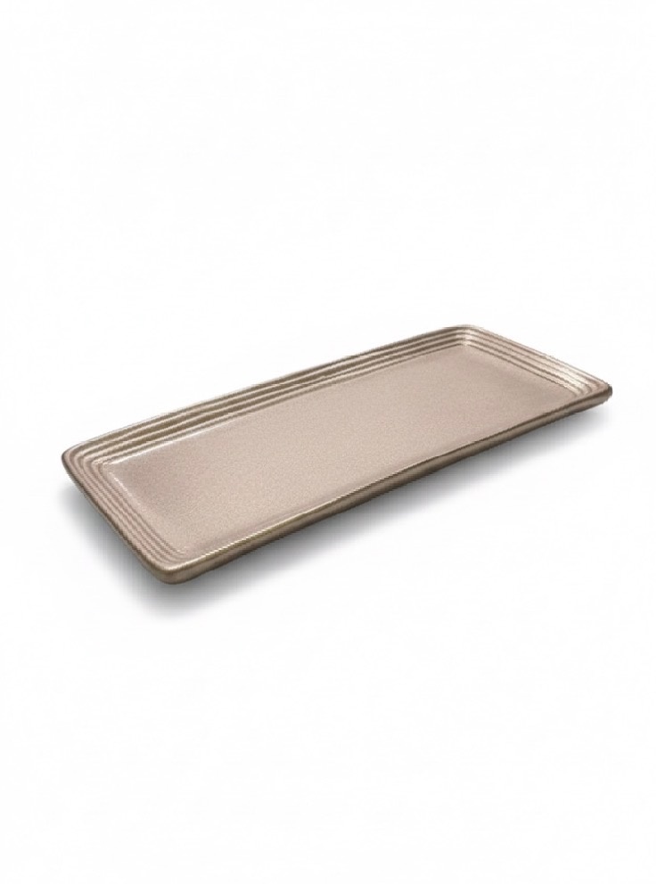 Bandeja Retangular Em Cerâmica - Rose Gold (Média)  - ARCO FEST - PEGUE E MONTE & DECORAÇÕES