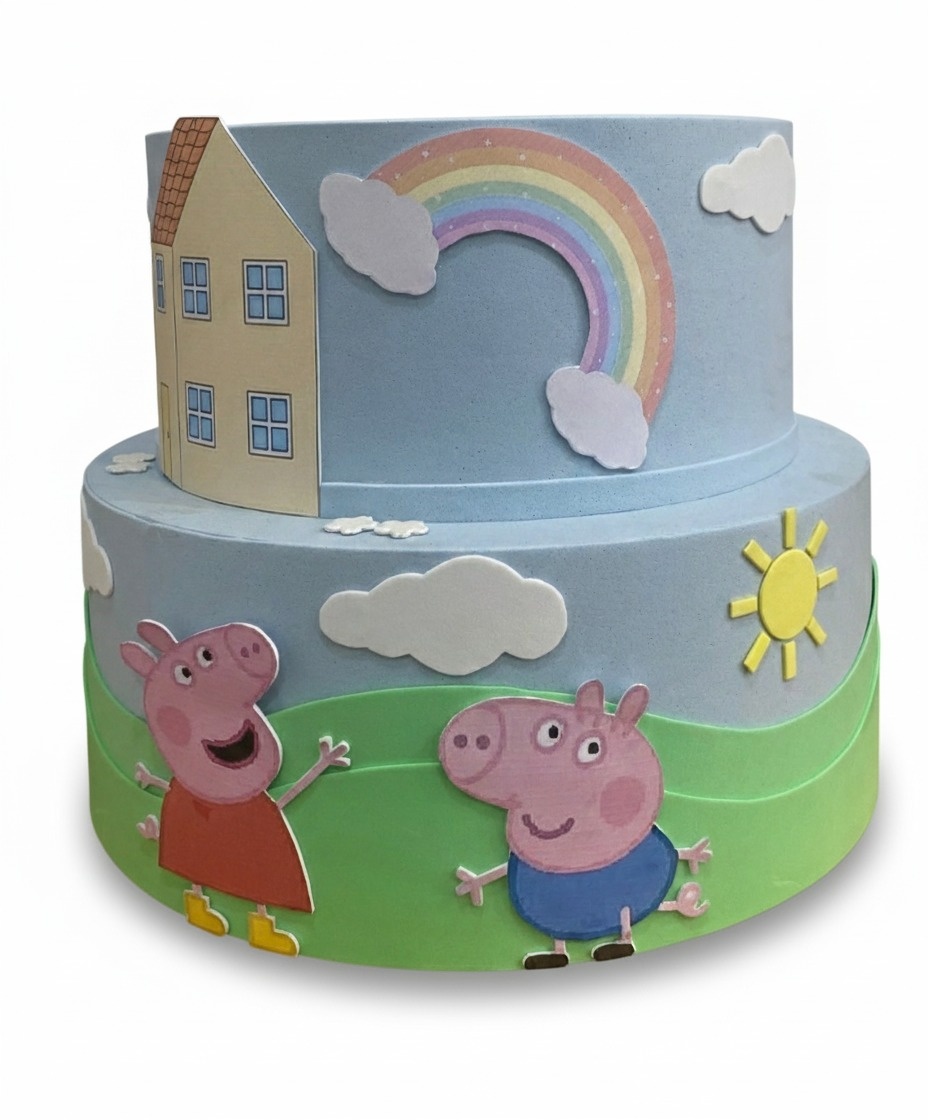 Bolo Fake - Peppa - 2 Andares - ARCO FEST - PEGUE E MONTE & DECORAÇÕES