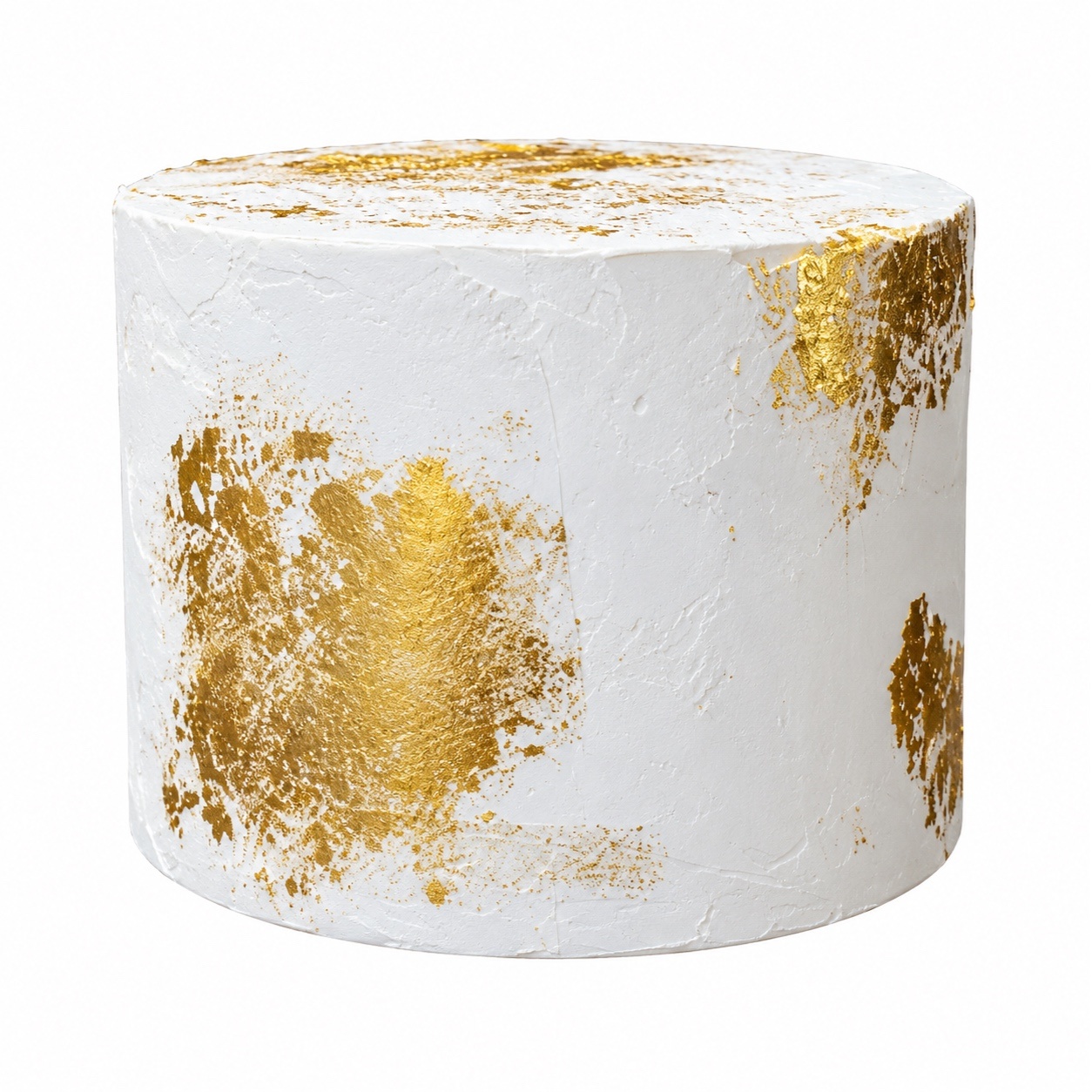 Bolo Fake Em Gesso - Branco C/ Detalhes Dourado - ARCO FEST - PEGUE E MONTE & DECORAÇÕES
