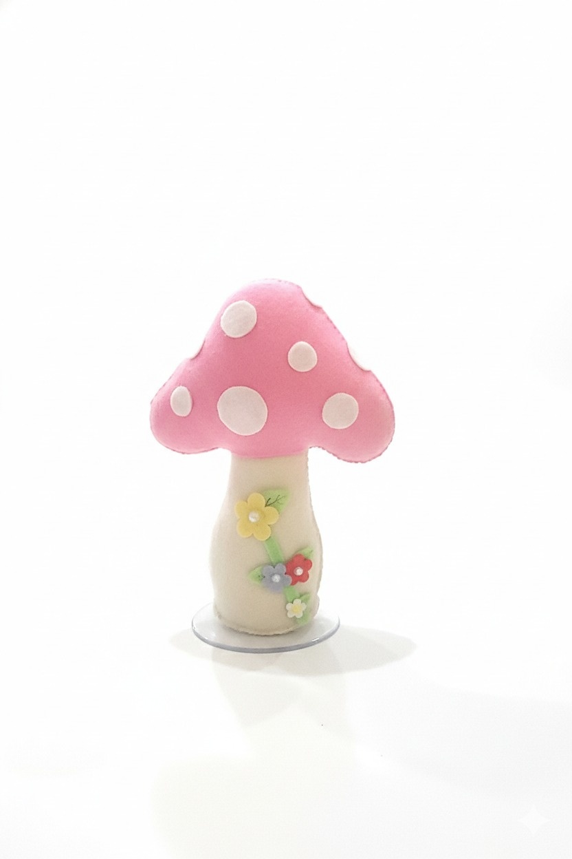 Feltro Cogumelo Rosa Pequeno (Jardim/Bosque)   - ARCO FEST - PEGUE E MONTE & DECORAÇÕES