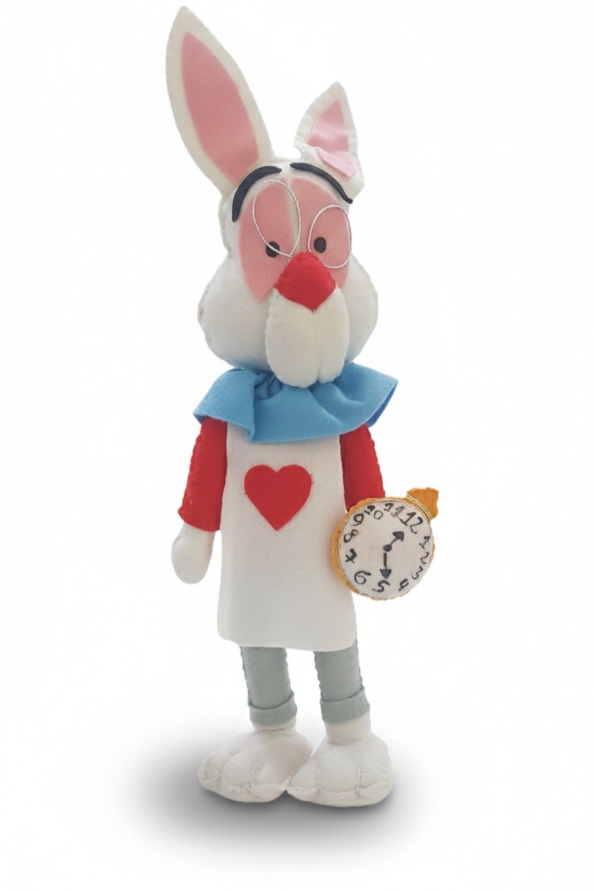 Boneco Em Feltro - Coelho Branco (Alice No Pais das Maravilhas) - ARCO FEST - PEGUE E MONTE & DECORAÇÕES