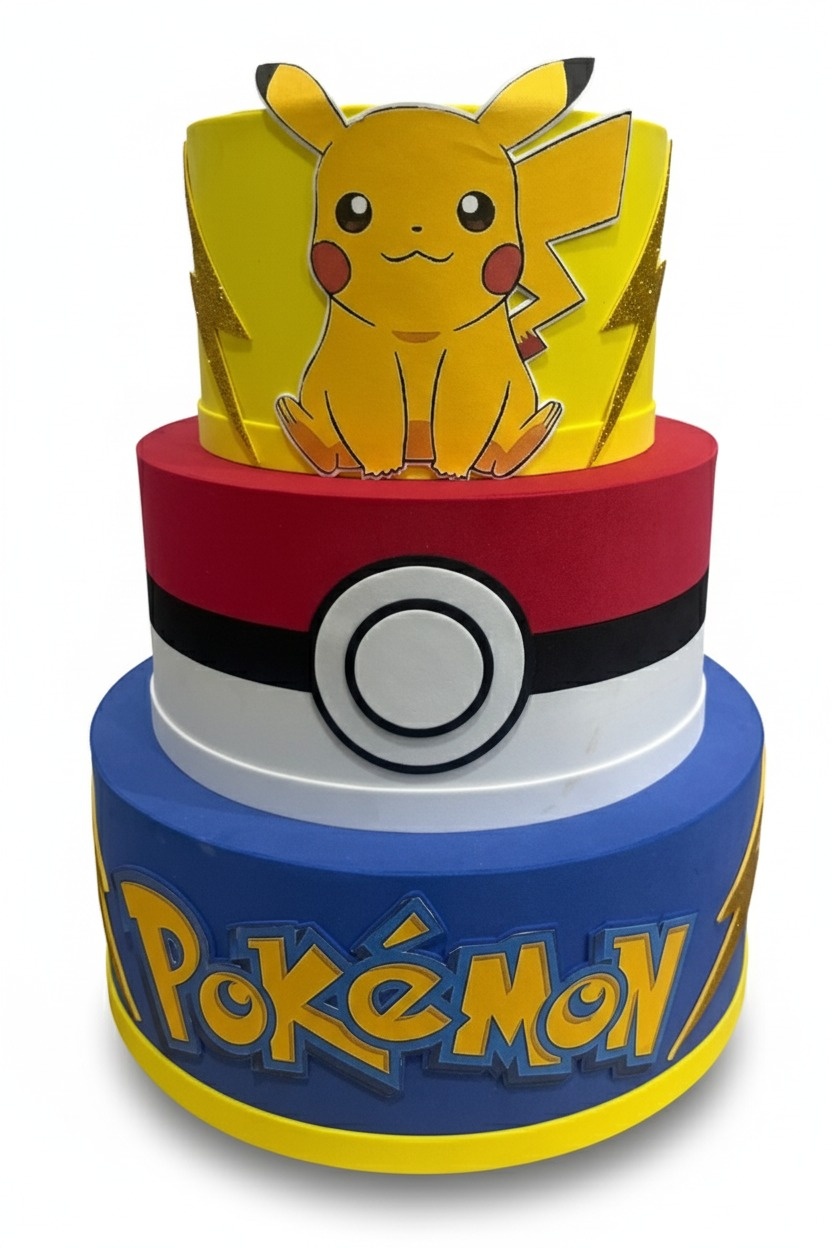 Bolo Fake - Pokémon - 3 Andares - ARCO FEST - PEGUE E MONTE & DECORAÇÕES
