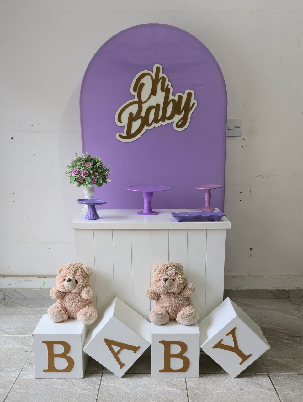 Kit Pegue E Monte - Chá de Bebê Lilás/Branco 2  - L&N Decorações 