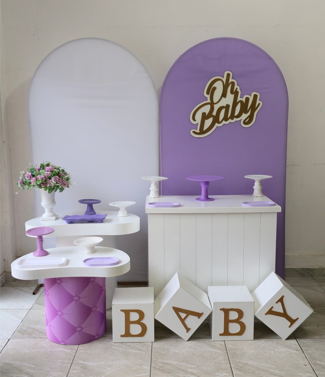 Kit Pegue E Monte - Chá de Bebê Lilás/Branco 3 - L&N Decorações 