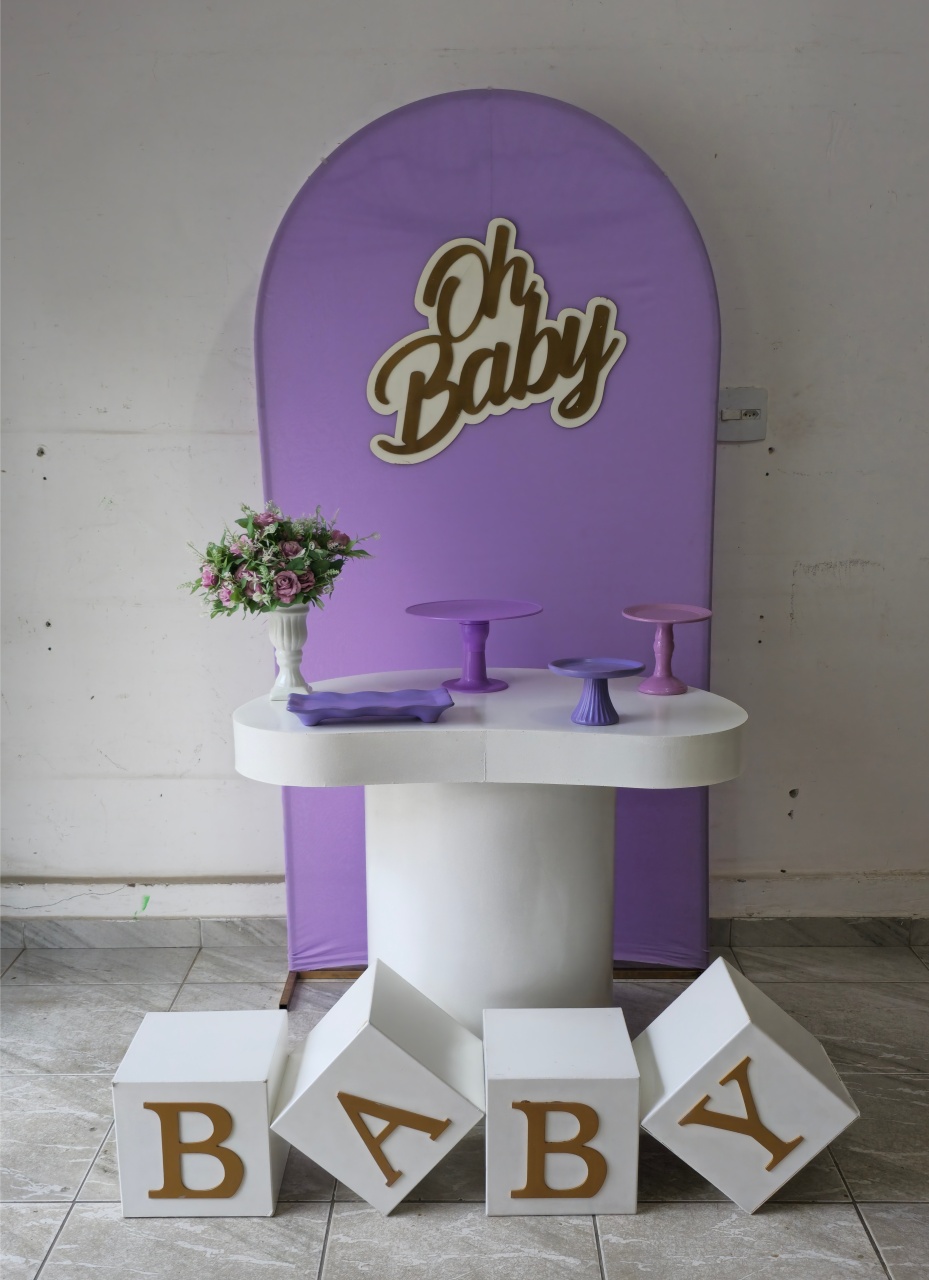Kit Pegue E Monte- Chá de Bebê Lilás/Branco 1 - L&N Decorações 