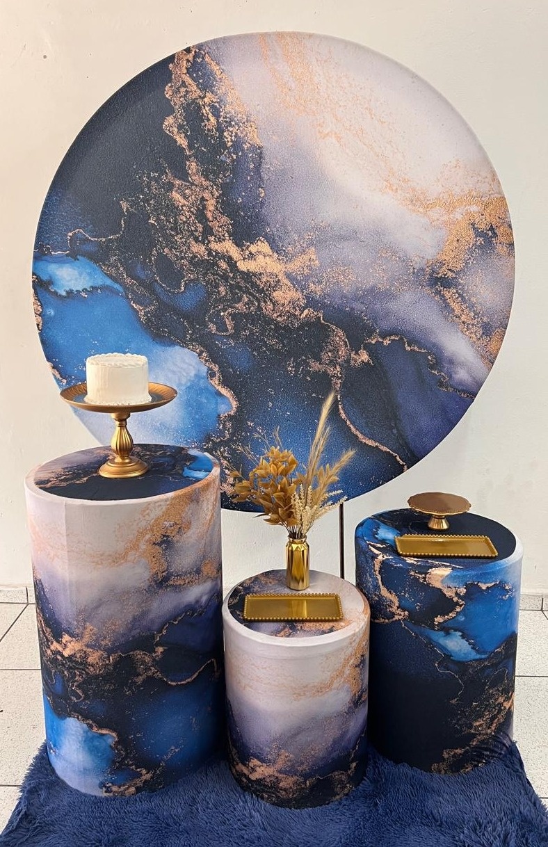 Kit Pegue E Monte Padrão Marmorizado Azul - Balões de Menina 