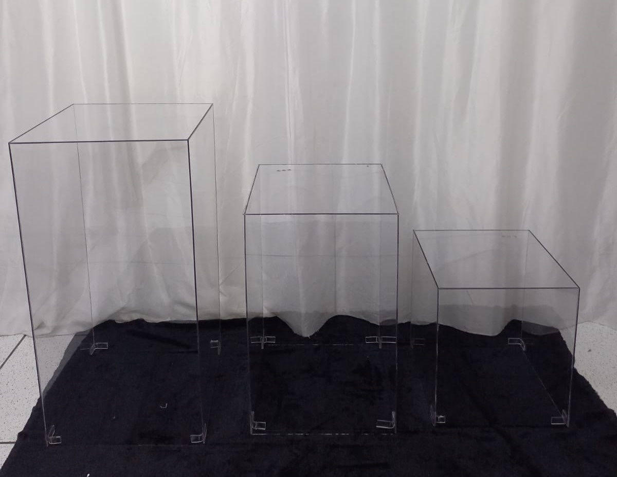 Trio Cubo Acrílico  - Balões de Menina 