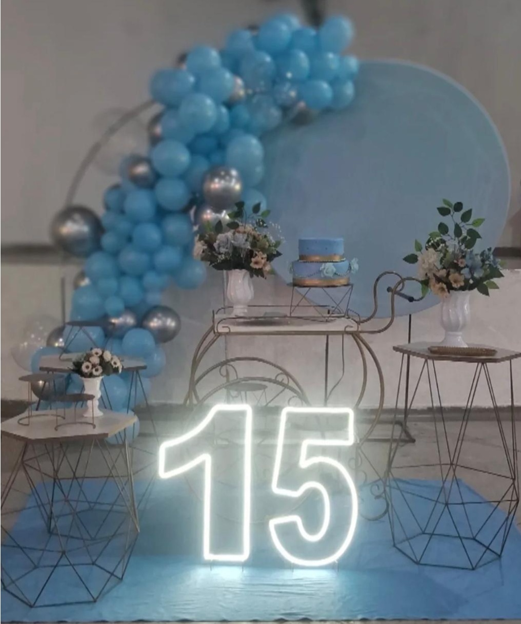 Kit Composição 15 Anos Azul Claro - Balões de Menina 