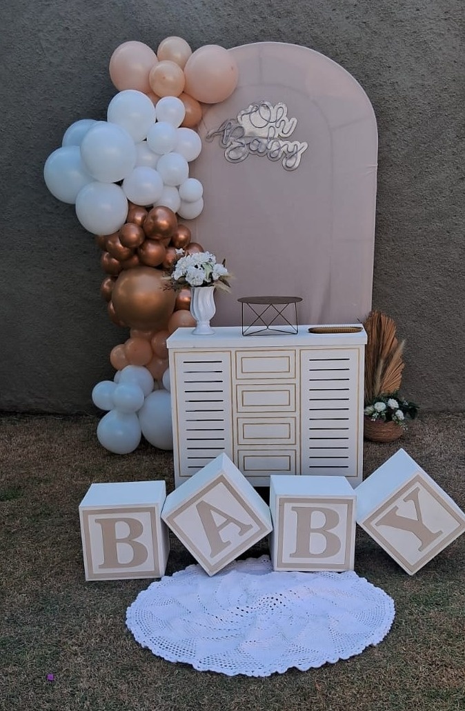 Kit Composição Chá de Bebe Bege - Balões de Menina 