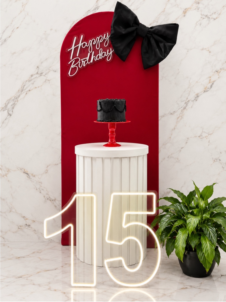 Kit Composição Vermelho E Preto - Balões de Menina 