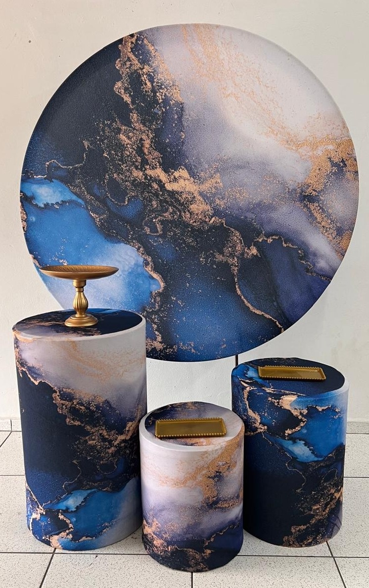 Kit Pegue E Monte Básico Marmorizado Azul - Balões de Menina 