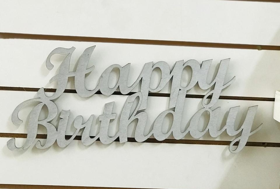 Happy Birthday Mdf Prata  - Balões de Menina 