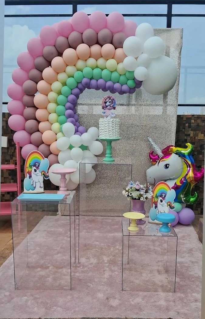 Kit Composição Cubo de Acrílico - Balões de Menina 